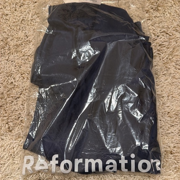 Reformation Oren Silk Dress- Navy - Picture 3 of 3